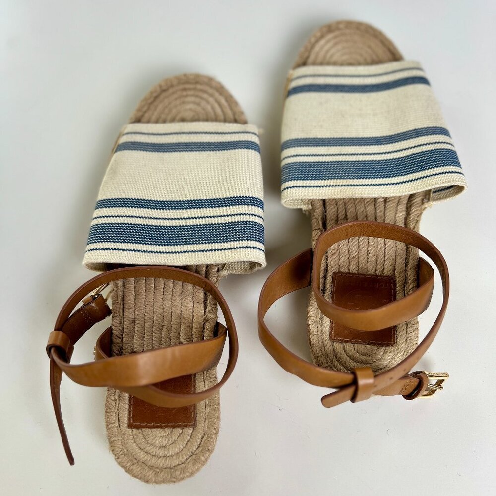 Tory Burch Navy Espadrille Sandals, 7.5